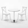 Ronde salontafel wit 70x70 cm en 2 gekleurde stoelen Vintage Long Island Keuze