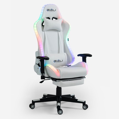 Ergonomische gaming- of kantoorstoel Pixy Comfort met voetenbankje en LED Aanbieding