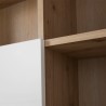 Moderne woonkamer boekenkast Sharon in eikenhout met 2 glanzend witte deuren. Kortingen