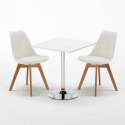 Vierkante salontafel wit 70x70 cm en 2 gekleurde stoelen Nordica Cocktail Afmetingen