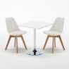 Vierkante salontafel wit 70x70 cm en 2 gekleurde stoelen Nordica Cocktail Afmetingen