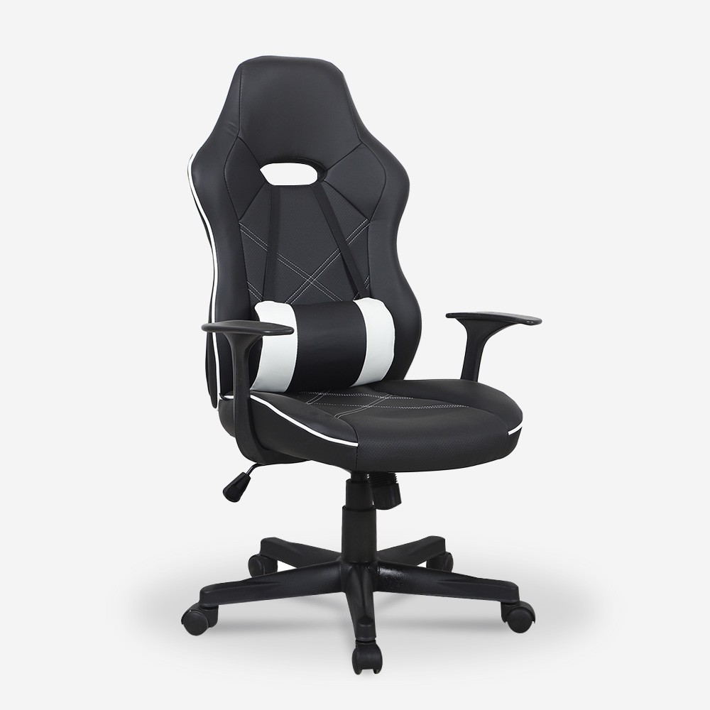 Ergonomische gaming kantoorstoel met lendenkussen Estoril