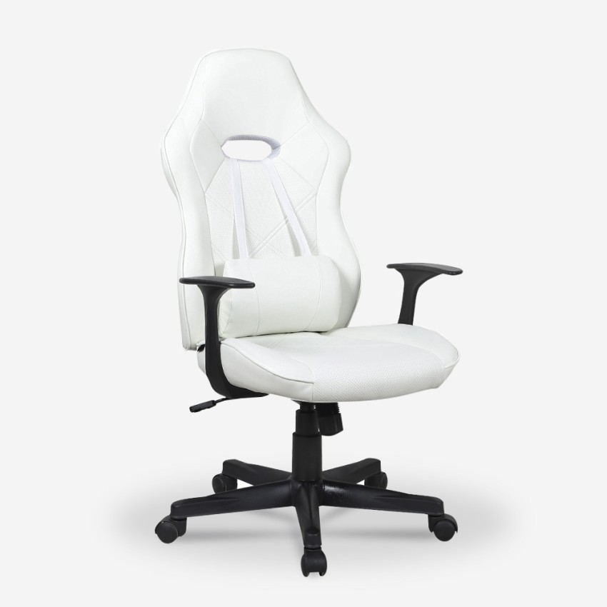 Ergonomische gaming kantoorstoel met lendenkussen in de kleur wit Estoril Light Aanbieding Ergonomische gaming kantoorstoel met lendenkussen in de kleur wit Estoril Light Aanbieding