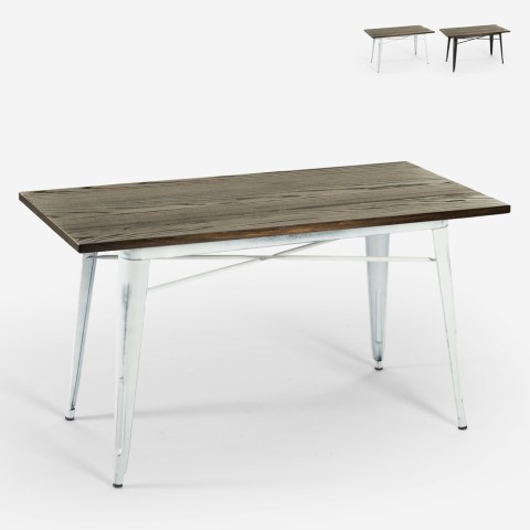  Industriële houten vintage eettafel 120x60 cm Caupona Brush Aanbieding