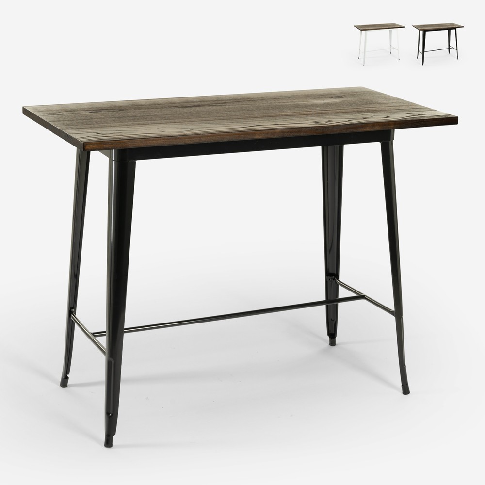 Eettafel in industriële stijl 120x60 cm van hout en metaal Catal