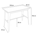 Eettafel in industriële stijl 120x60 cm van hout en metaal Catal Afmetingen