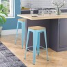 Hoge barkruk van staal met houten zitting Steel Up Wood Kortingen