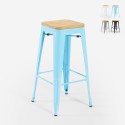 Hoge barkruk van staal met houten zitting Steel Up Wood Aanbieding