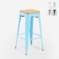 Hoge barkruk van staal met houten zitting Steel Up Wood Aanbieding