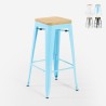 Hoge barkruk van staal met houten zitting Steel Up Wood Aanbieding