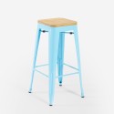 Hoge barkruk van staal met houten zitting Steel Up Wood Model