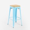 Hoge barkruk van staal met houten zitting Steel Up Wood Model