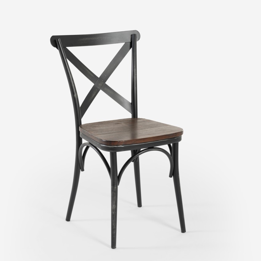 Eetkamerstoelen in industriële stijl van hout en metaal Steel Vintage Aanbieding