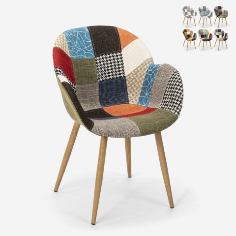 Scandinavische patchwork design fauteuil Finch Aanbieding