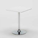 Vierkante salontafel wit 70x70 cm en 2 gekleurde stoelen Vintage Cocktail 