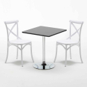 Vierkante salontafel zwart 70x70 cm en 2 gekleurde stoelen Vintage Mojito Model