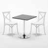 Vierkante salontafel zwart 70x70 cm en 2 gekleurde stoelen Vintage Mojito Model