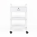Schoonheidsspecialiste-kapperstrolley met 4 wielen, lade en planken Gordon Aanbieding