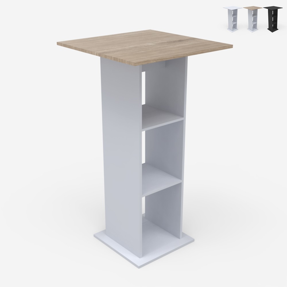 Hoge bartafel met 3 planken 60x60 cm Sunet