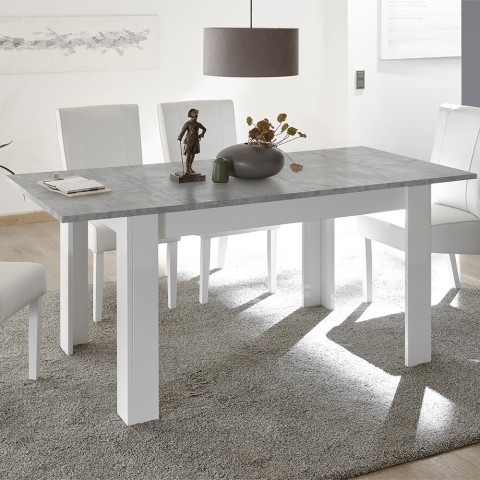 Uitschuifbare tafel 90x137-185cm wit hoogglans betongrijs Sly Basic Aanbieding