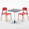 Vierkante salontafel zwart 70x70 cm en 2 gekleurde stoelen Barcellona Mojito Afmetingen