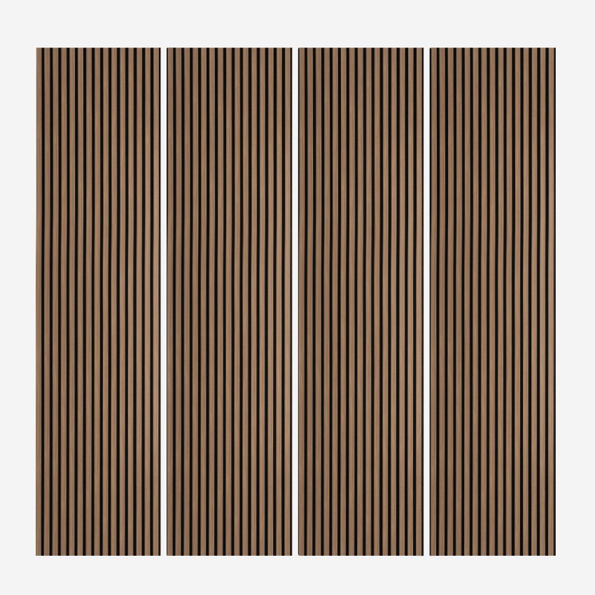 4 x decoratieve akoestische wandpanelen 240x60cm in donker Walnoothout Kover-NS Aanbieding