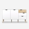 Dressoir in Scandinavische stijl met 2 deuren en 3 laden in wit en hout Kinitoo Aanbod
