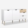 Dressoir in Scandinavische stijl met 2 deuren en 3 laden in wit en hout Kinitoo Aanbieding