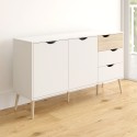 Dressoir in Scandinavische stijl met 2 deuren en 3 laden in wit en hout Kinitoo Kortingen