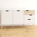 Dressoir in Scandinavische stijl met 2 deuren en 3 laden in wit en hout Kinitoo Catalogus