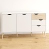 Dressoir in Scandinavische stijl met 2 deuren en 3 laden in wit en hout Kinitoo Catalogus