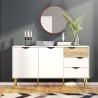 Dressoir in Scandinavische stijl met 2 deuren en 3 laden in wit en hout Kinitoo Verkoop