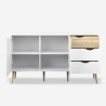 Dressoir in Scandinavische stijl met 2 deuren en 3 laden in wit en hout Kinitoo Korting
