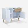 Dressoir in Scandinavische stijl met 2 deuren en 1 lade in wit en hout Jubi Korting