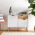 Dressoir in Scandinavische stijl met 2 deuren en 1 lade in wit en hout Jubi Verkoop