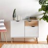 Dressoir in Scandinavische stijl met 2 deuren en 1 lade in wit en hout Jubi Verkoop