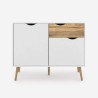 Dressoir in Scandinavische stijl met 2 deuren en 1 lade in wit en hout Jubi Aanbod