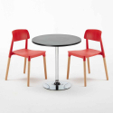 Ronde salontafel zwart 70x70 cm met stalen onderstel en 2 gekleurde stoelen Barcellona Cosmopolitan Karakteristieken