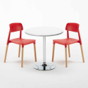 Ronde salontafel wit 70x70 cm en 2 gekleurde stoelen Barcellona Long Island Voorraad
