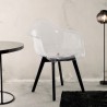 Moderne transparante polycarbonaat fauteuil met houten poten Arinor Korting