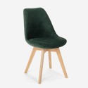 Scandinavische design stoel in fluweel hout met kussen voor keukenbar restaurant Dolphin Lux Model