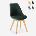 Scandinavisch design houten stoel met fluwelen stof Dolphin Lux Aanbieding