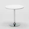 Ronde salontafel wit 70x70 cm met stalen onderstel en 2 gekleurde stoelen Barcellona Long Island 