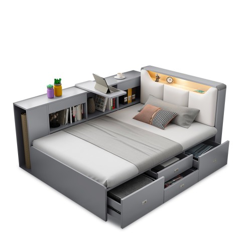 Frans bed 120x190 eenpersoonsbed met opbergruimte en nachtkastje Stellan Aanbieding