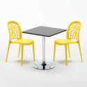 Vierkante salontafel zwart 70x70 cm en 2 gekleurde stoelen Wedding Mojito Karakteristieken