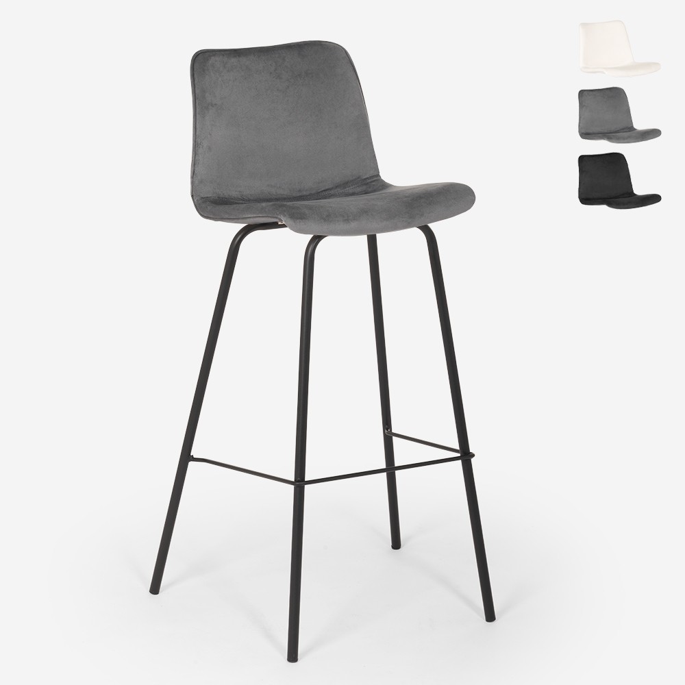 Hoge modern design barkruk in fluweel Dett