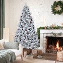 Kunstmatige besneeuwde kerstboom versierd met dennenappels 180cm Faaborg Verkoop