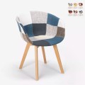 Scandinavisch design patchworkstoel in hout en stof Pigeon Aanbieding