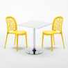 Vierkante salontafel wit 70x70 cm en 2 gekleurde stoelen Wedding Cocktail Aankoop