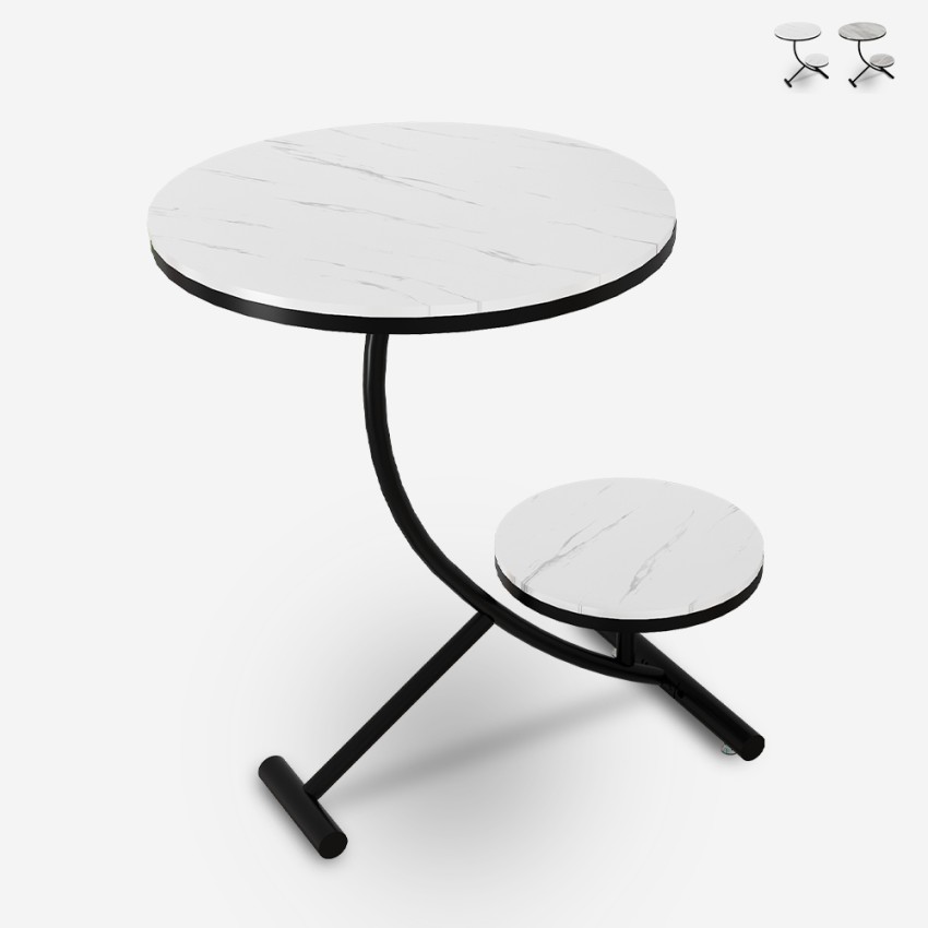 Elegante salontafel met 2 ronde marmeren planken 45x50 cm Marpes L Aanbieding
